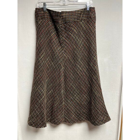 Jones Wear petites 12P brown black longer midi flared skirt‎ - Picture 3 of 6